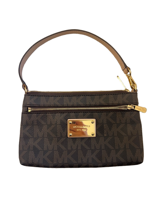 Michael Kors Handbags - NWOT Michael Kors Brown Logo Wristlet Pouch